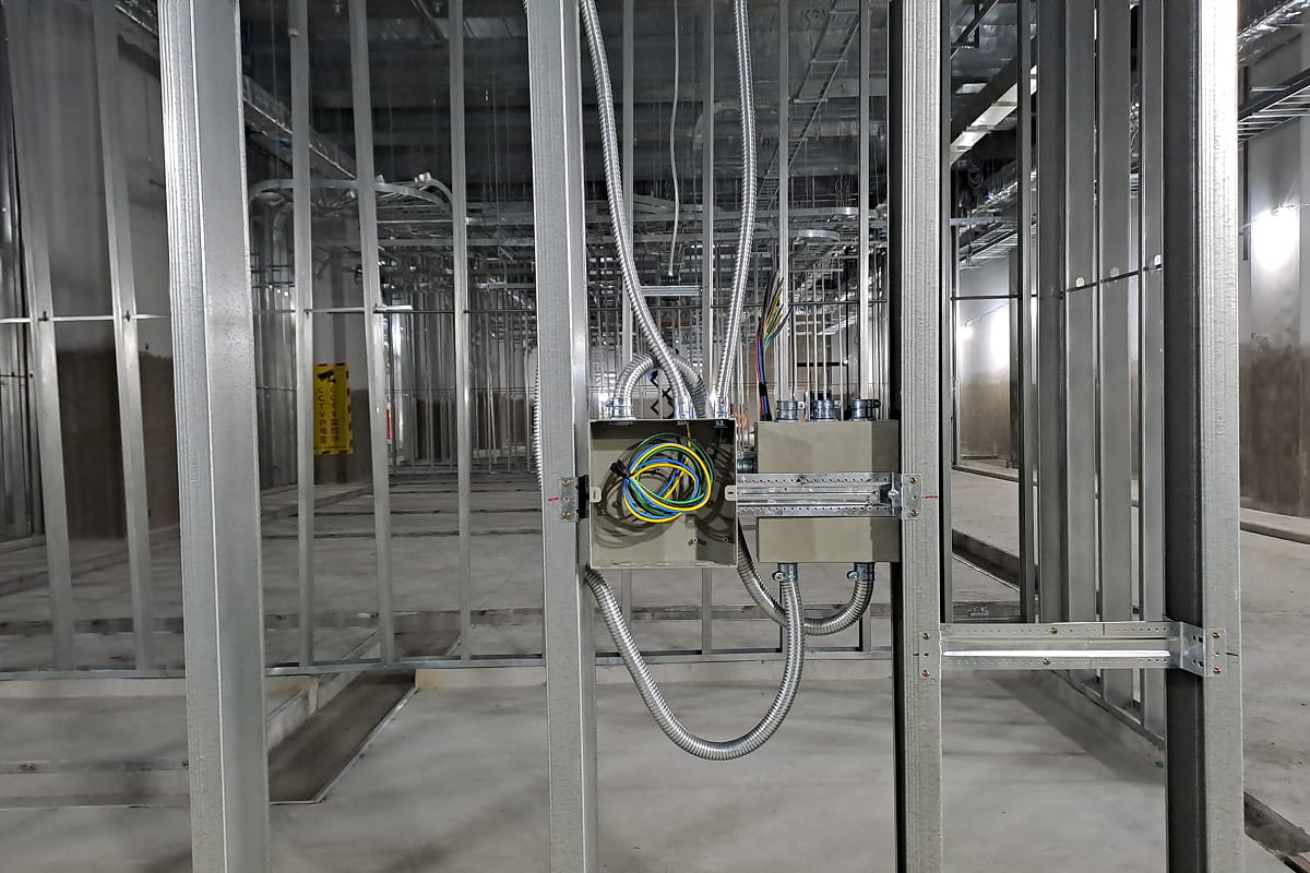 Metal stud framing on a Toronto construction site